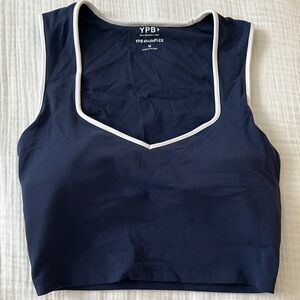 Abercrombie YPB StudioFLEX Portrait Tank Top Navy Blue with White Trim